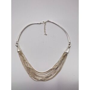 Napier Silver Tone Multi Strand Liquid Chain Collar Necklace 16 Inch Waterfall